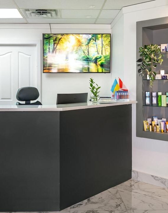 Front desk at ERA Massage & Beauty in SW Calgary
